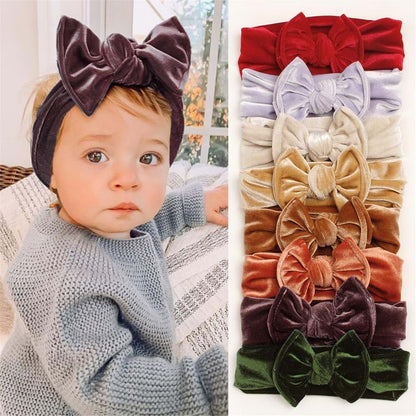 Vdaxvme Stretchy Velvet Bow Headband For Newborns And Infants (photo 3)
