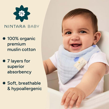 NintaraBaby Bandana Bibs - Cotton Muslin Bibs for Babies