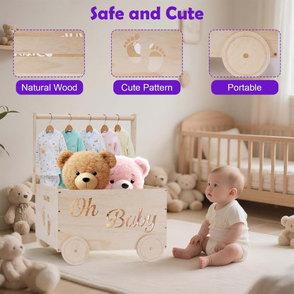 HMAZAE Wooden Baby Closet Gift for Newborns