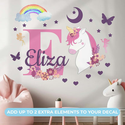Cryptonite Personalized Name & Initial Unicorn Wall Decals For Bedroom Decor