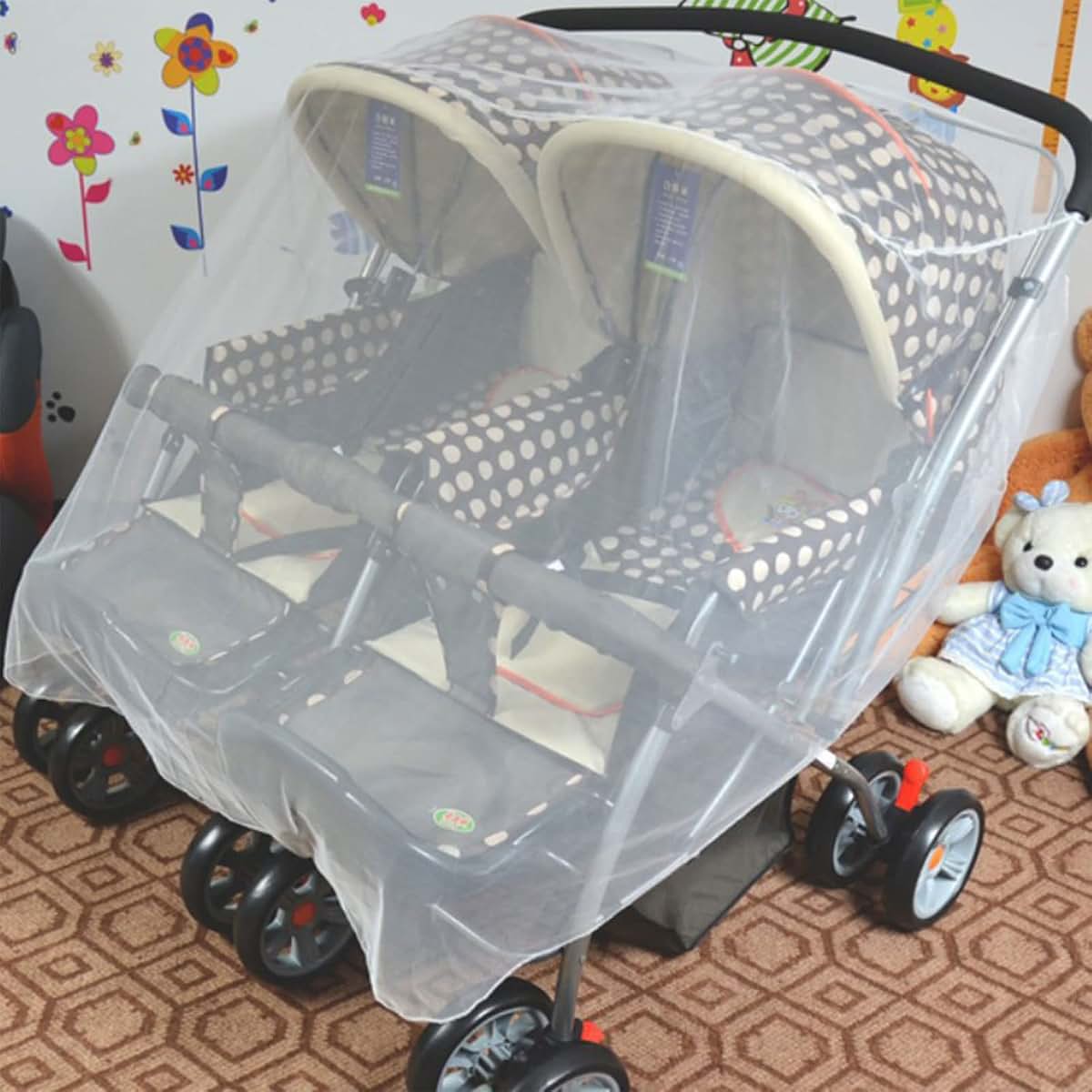 BabyOneStop Twin Pram Mesh Netting with Elastic Closure
