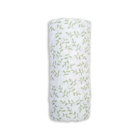 Lulujo Greenery Muslin Swaddle Blanket for Baby | 100% Cotton Receiving Wrap