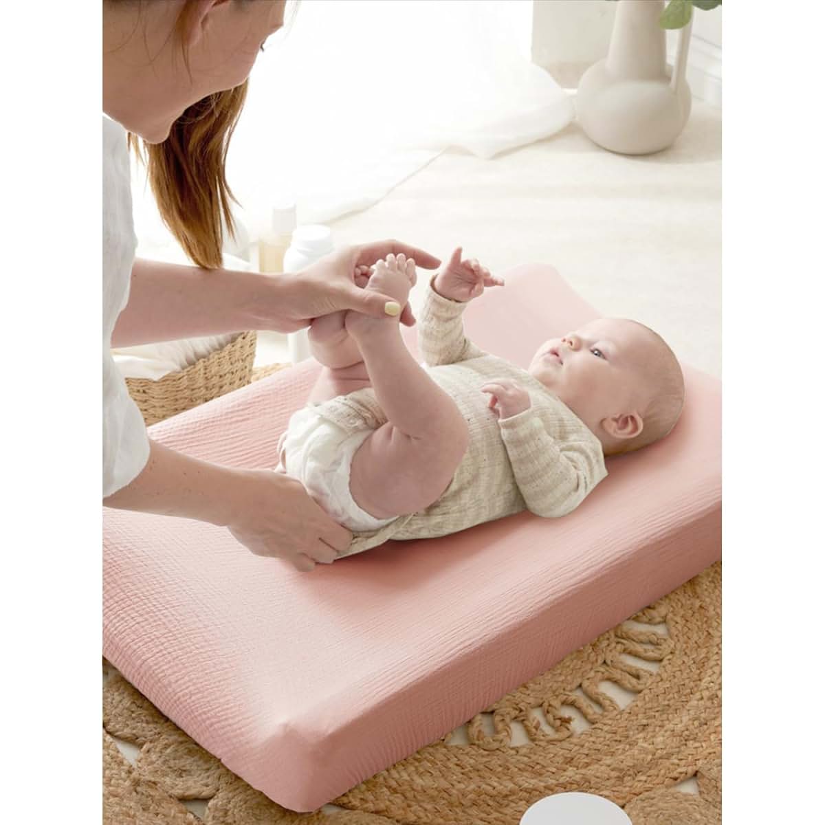 MairMore 2-Pack Muslin Baby Changing Pad Covers 32 X 16 Inch Elastic Fit