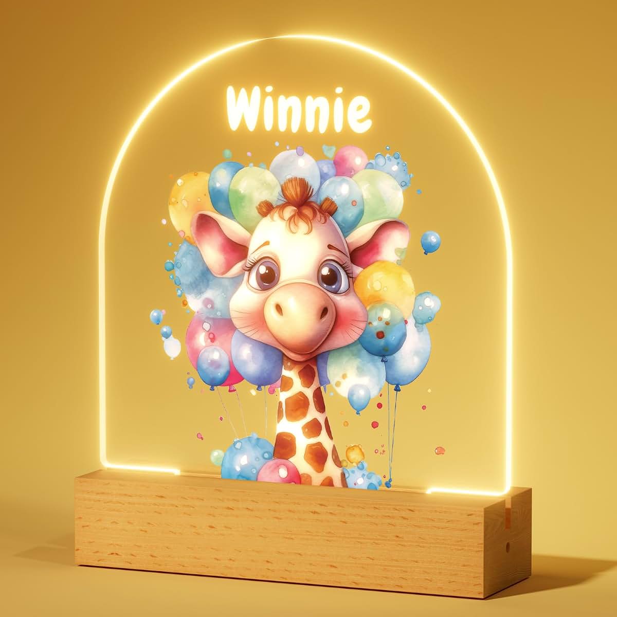 witfox Personalized Night Light - Giraffe Acrylic Night Light,Personalized Gifts for Kids,Customize Name,Adjustable