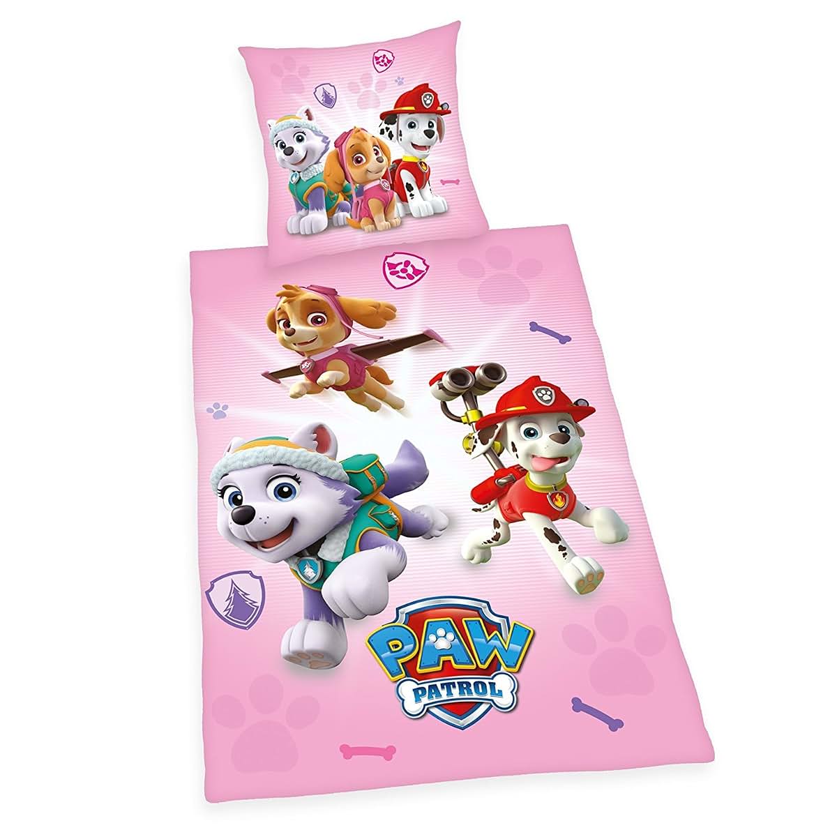 Herding Paw Patrol Bed Linen, Cotton, Pink, 200 x 135 x 0.2 cm
