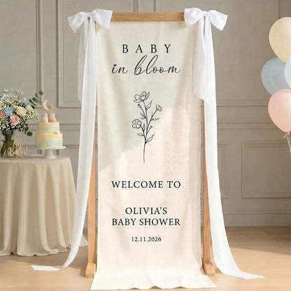 Master Viper Baby In Bloom Personalized Linen Backdrop Sign