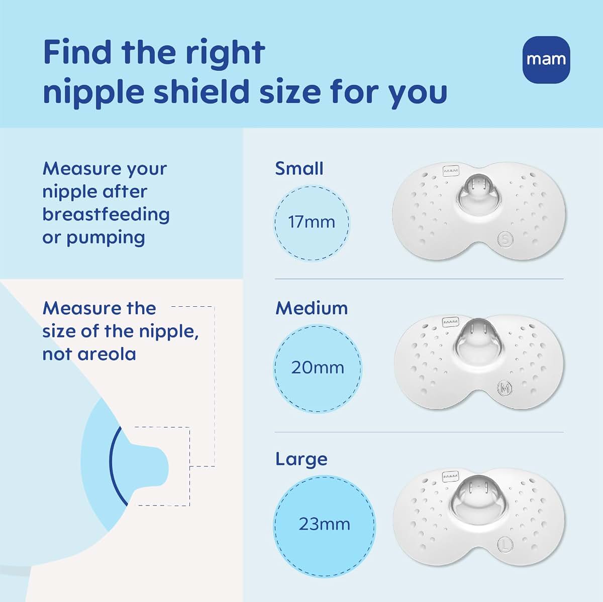 MAM Nipple Shields for Breastfeeding Large 23mm, 2 Pack
