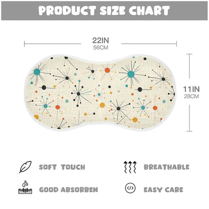 KEIGE Atomic Stars Muslin Burp Cloths Set (4 Pieces) for Newborn Care