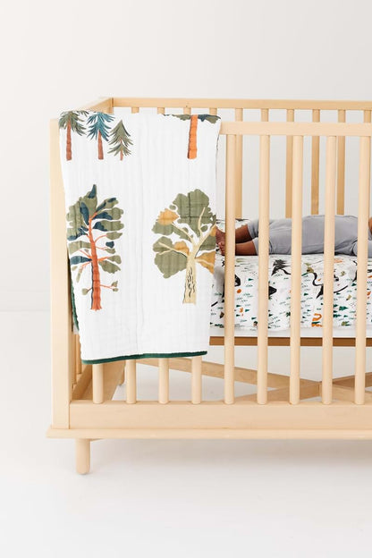 Clementine Kids Forest Trees Quilt, 47 x 47 Inch Cotton Muslin Blanket (photo 3)