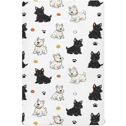 Pigsaly Crib Sheets Scottish Terrier Dogs Print, Fitted Baby Sheet for Standard Crib and Toddler Mattress
