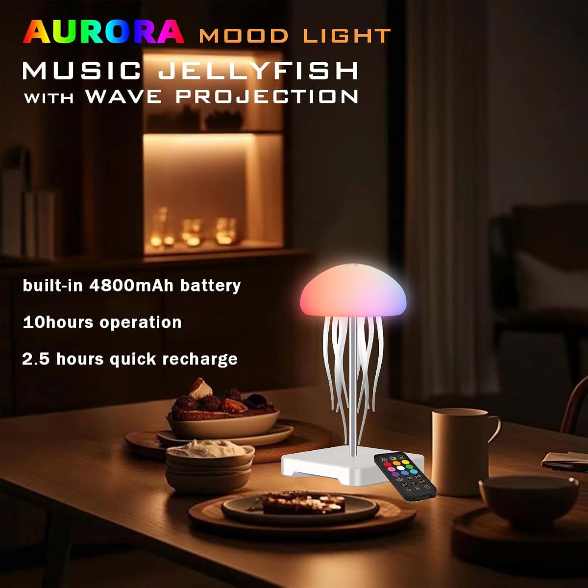 Camdii Jellyfish Lamp With Rgb Gradient And Wave Projector