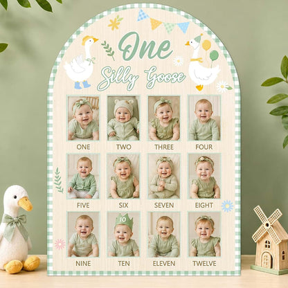 XJellyfish Design One Silly Goose Monthly Milestone Photo Board