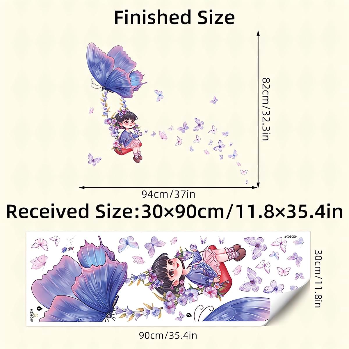 Sacinora Purple Girl Butterflies Swing Wall Stickers