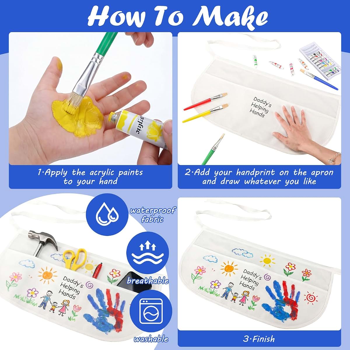 Cotwinter Father's Day DIY Handprint Apron Craft Kit