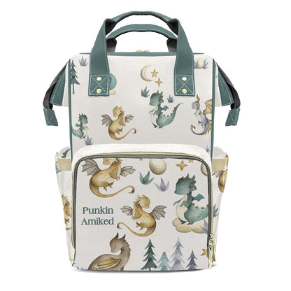 LiSoAkWE Dragon Forest Watercolor Personalized Diaper Bag with Name,Customized Nappy Backpack with Thermal Pockets
