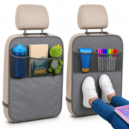 EcoNour Car Kick Mats Back Seat Protector For Kids And Pets, 2-Pack, Gray