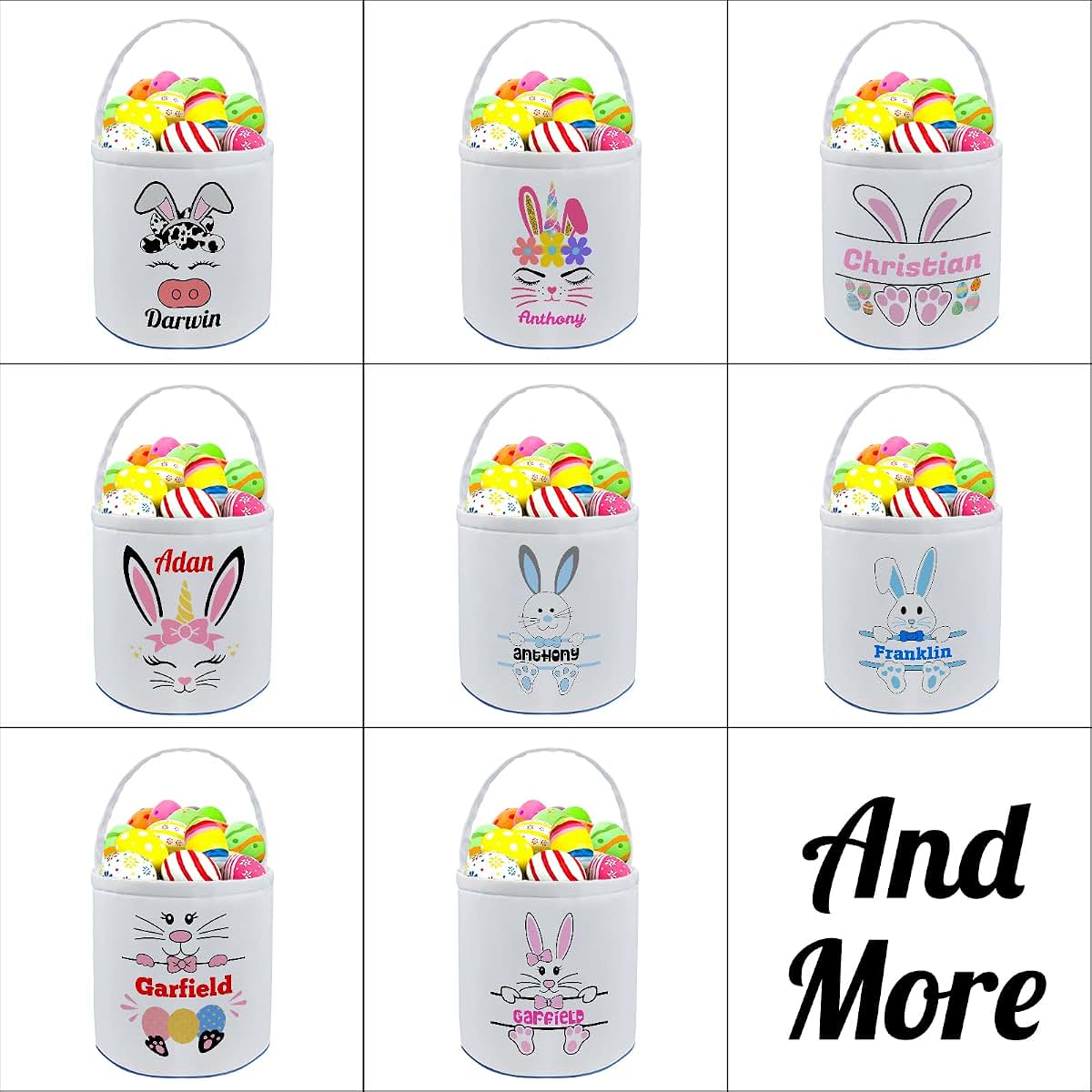Farmelov Personalized Easter Baskets for Girls Boys Kids with Name Custom Buny Easter Basket Customized Easter Egg Tote (photo 3)