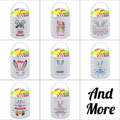 Farmelov Personalized Easter Baskets for Girls Boys Kids with Name Custom Buny Easter Basket Customized Easter Egg Tote (photo 3)