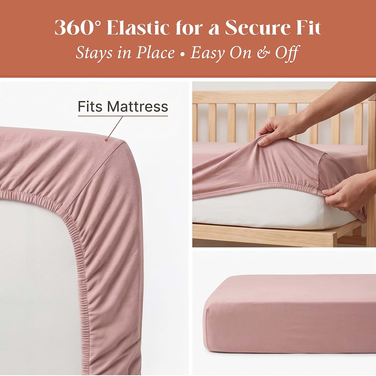 Ababy Custom Size Bamboo Jersey Fitted Sheet – Blush Pink (photo 3)
