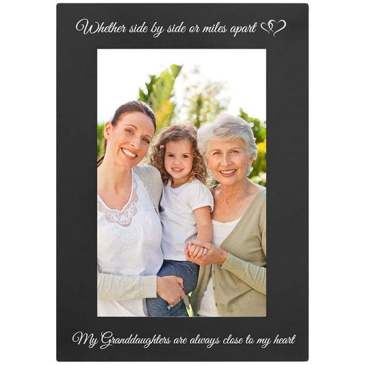 CustomGiftsNow Whether Side By Side or Miles Apart My Granddaughters is Always Close to my Heart Anodized Aluminum