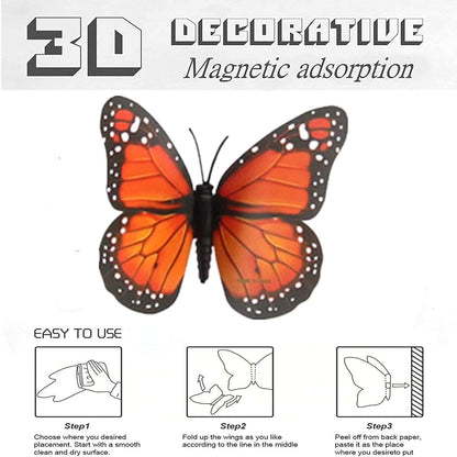 LOVPLAY 3D Monarch Butterfly Stickers Home Decor Fake Orange Butterflies Wall Decor for Flower Arrangement Removable