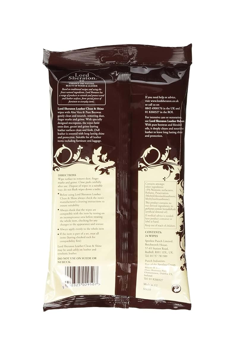 Lord Sheraton Leather Clean And Shine Wipes, Twin Pack