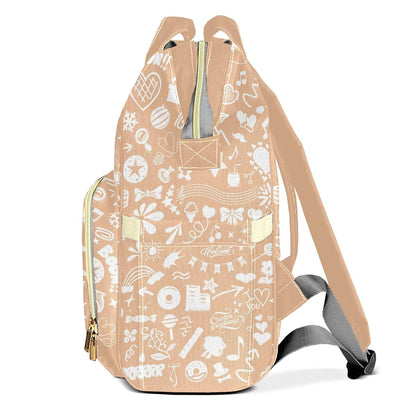 YallLocoMo Custom Name Diaper Bag Backpack Gift Light Orange Heart Multifunction Travel Backpack Nappy Bag Daypack for (photo 3)