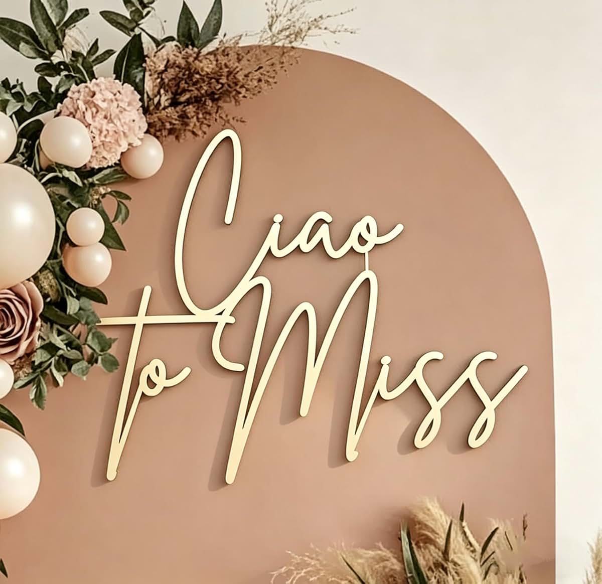 QWTOWFM Ciao to Miss Wooden Sign for Baby Shower Backdrop