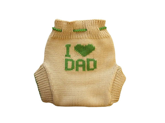 tevirP Merino Wool Baby Knitted Soaker Diaper Cover L Beige-Green