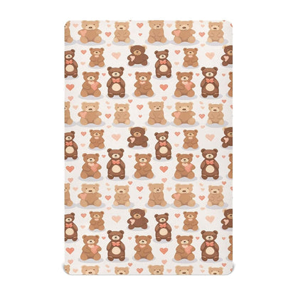 CHSIN Fitted Crib Sheet Kawaii Teddy Bears Heart for Standard Crib & Toddler Mattress, 52x28x9