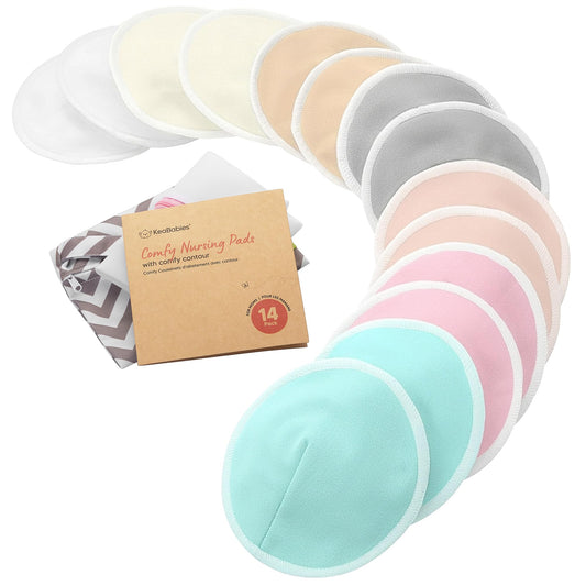 KeaBabies Organic Nursing Pads - 14 Washable Breast Pads