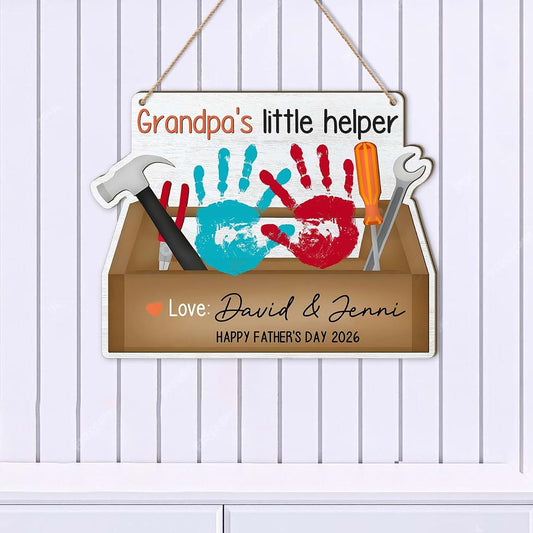 BEETHIS Custom Grandpa's Little Helper Toolbox Craft DIY Baby Handprint Art For Father's Day, Grandpa Tools Handprints