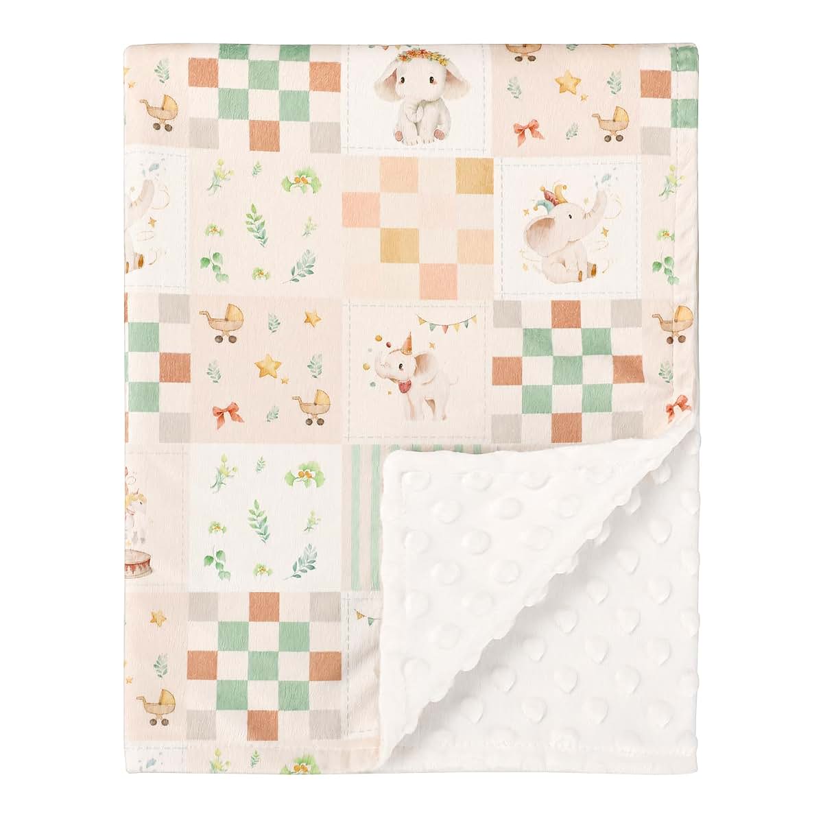 SWESEN Baby Blanket for Girls, Super Soft Double Layer Minky Blankets with Dotted Backing, Floral Toddler Newborn