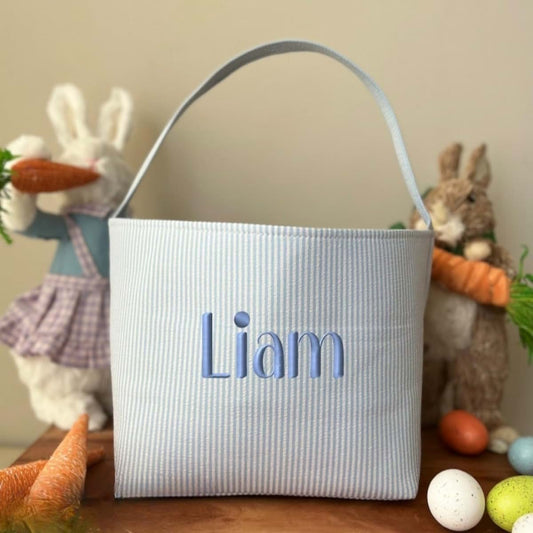 Qijundian Personalized Easter Basket Embroidered Easter Basket Embroidered Name Kids Basket Kid's Easter Basket