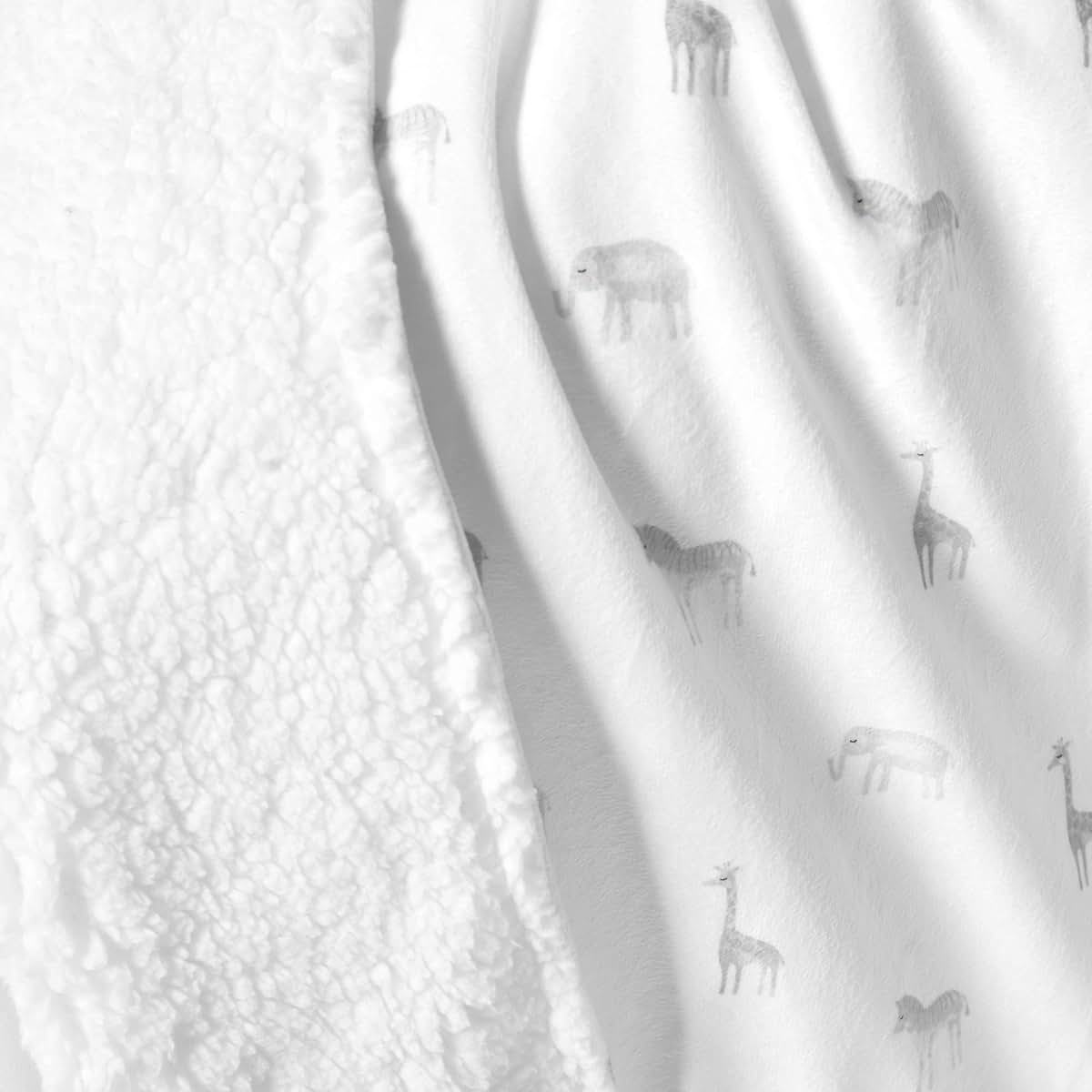 Lush Decor Baby Jungle Adventure Sherpa Blanket, Gray 30" x 40" (photo 4)
