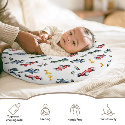 Wicbfdfv Race Car Nursing Pillow Cover Soft Stretchy Polyester Slipcover (photo 2)