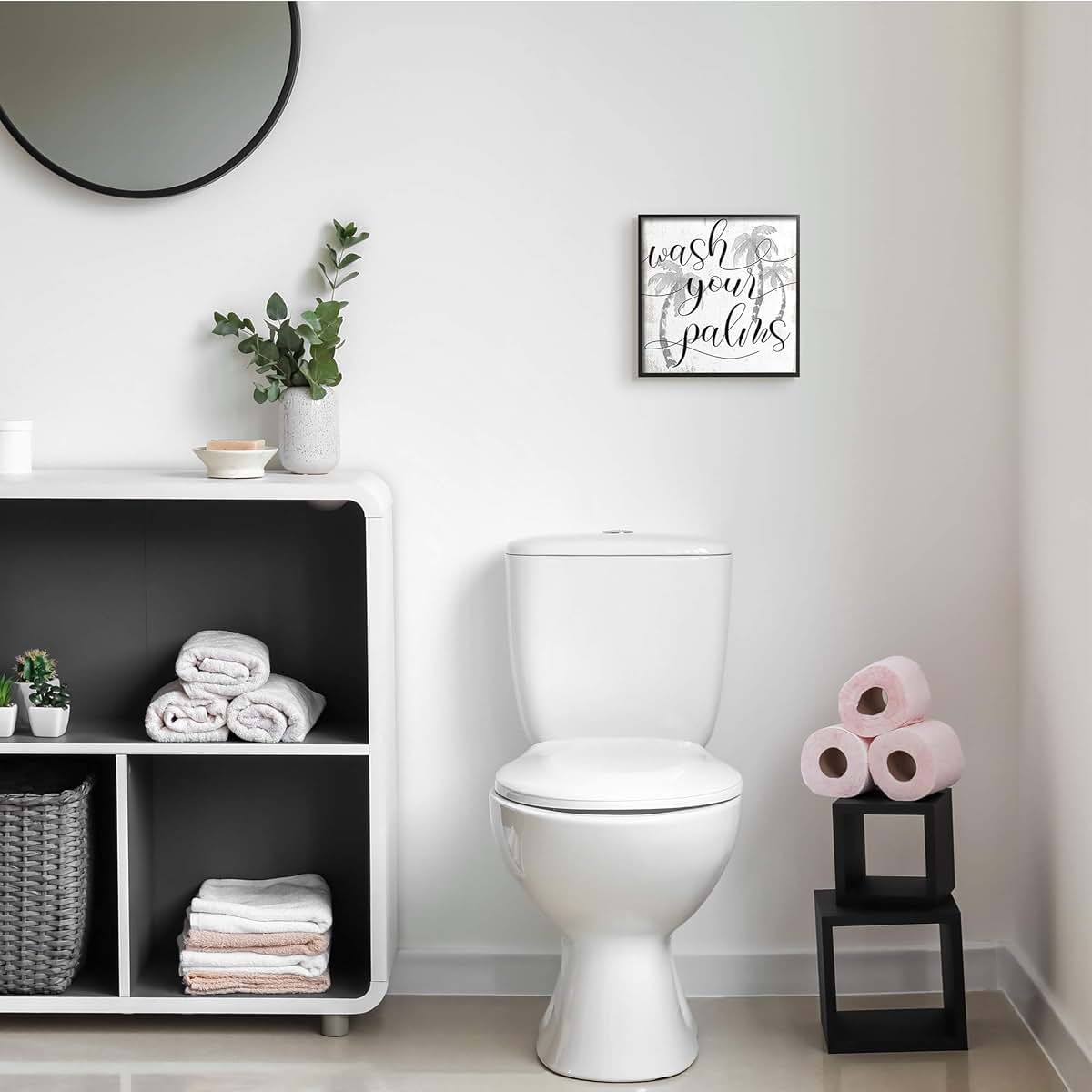 Stupell Industries Tropical Palm Pun Bathroom Humor 12x12 Inch Framed Giclée Print by Lil' Rue