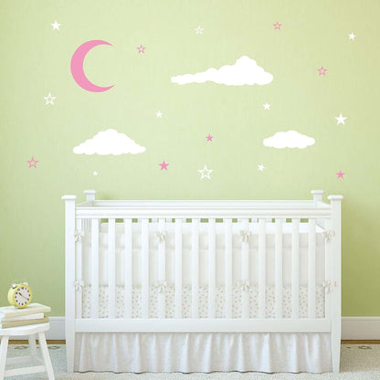 GESTYZ Moon & Stars Wall Decals Nursery Decoration Vinyl Stickers