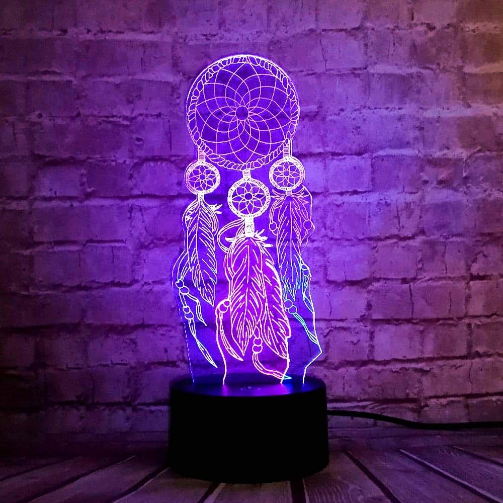 Jinnwell 3D Windbell Night Light Lamp Illusion Night Light 7 Color Changing Touch Switch Table Desk Decoration Lamps