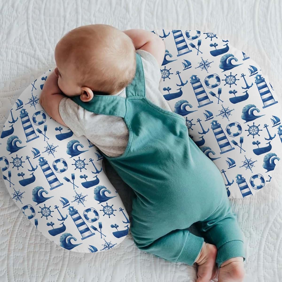BabyOneStop Nautical Nursing Pillow Cover for U-Shaped Support Pillows