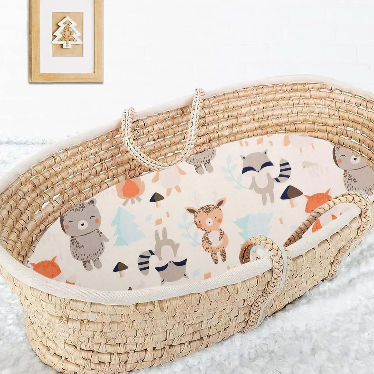 Aisawate Bassinet Fitted Sheets, Animal Park