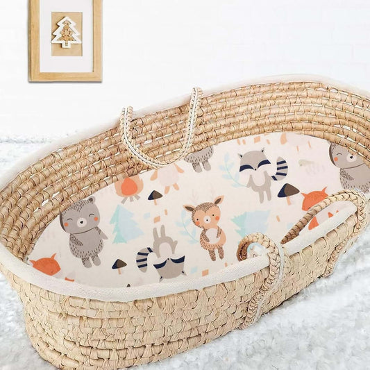 Aisawate Bassinet Fitted Sheets, Animal Park