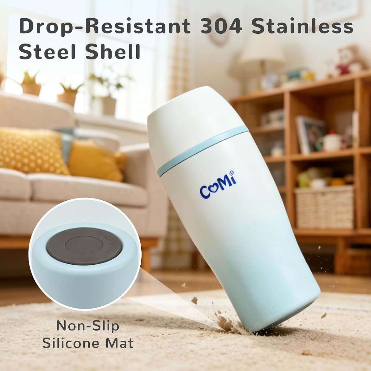 COMI Glass Baby Bottle, Includes Insulated Stainless Steel Sleeve, Newborn Anti-Colic Baby Bottle with Slow Flow (photo 3)