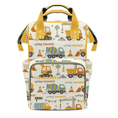 YallLocoMo Personalized Diaper Bag Backpack Gift Watercolor Cute Construction Engineering Trucks Ultimate Nappy Bag: