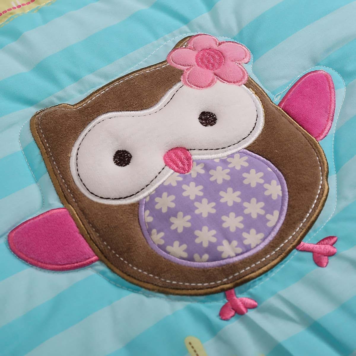 CribMATE Pink Owl Butterfly Nursery Crib Comforter