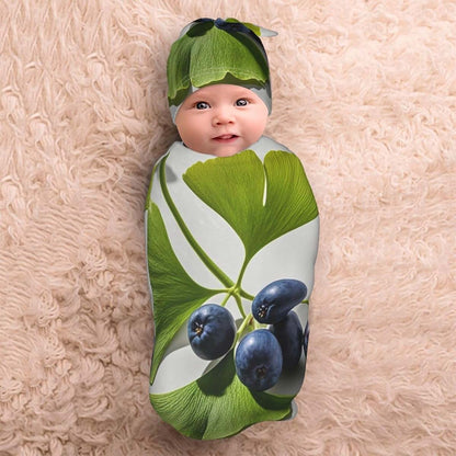 STVYUKL Newborn Swaddle Blanket with Beanie Hat Soft Stretchy Baby Wrap Blanket