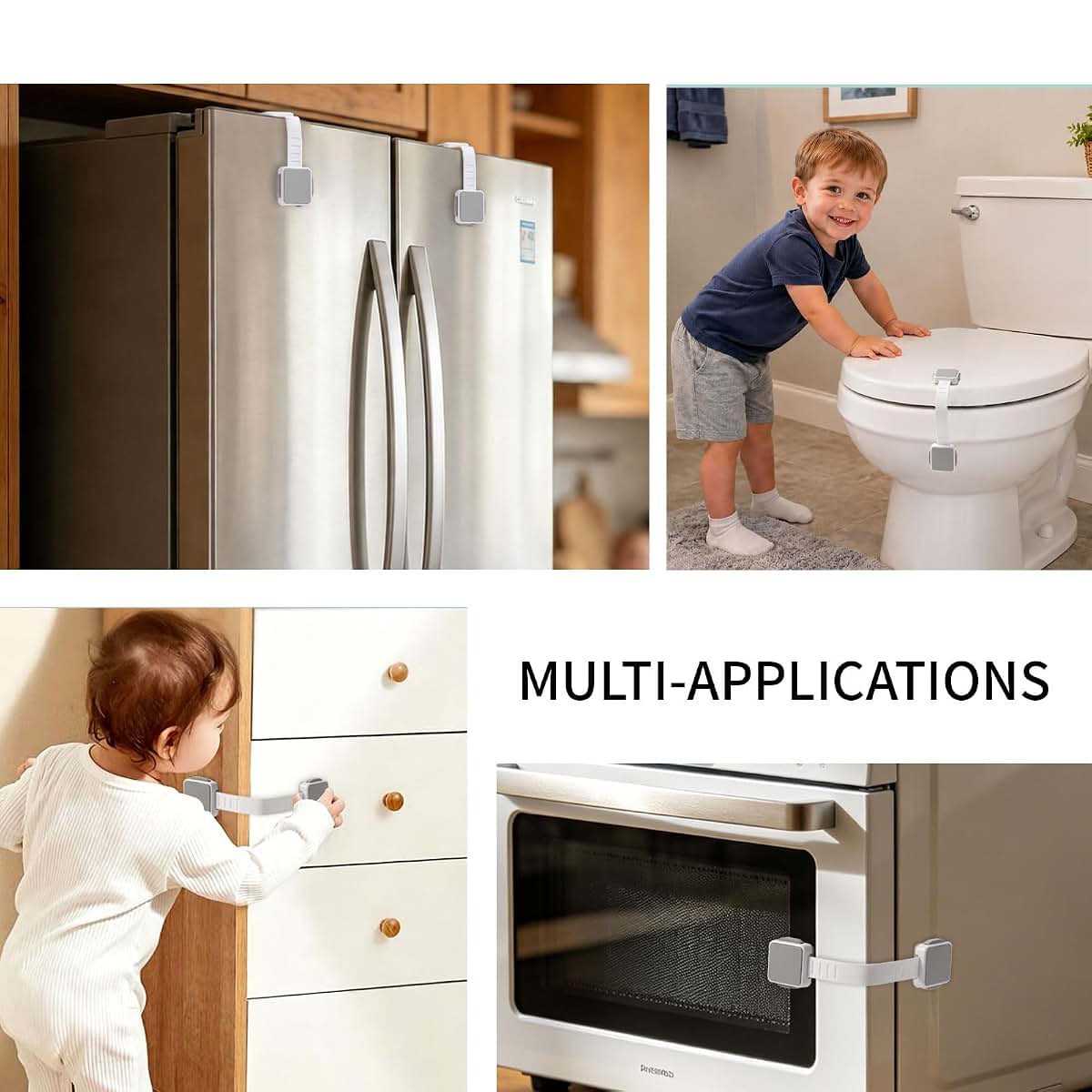Guardlet Child Safety Cabinet Locks 4 Pack, White/Grey (photo 3)