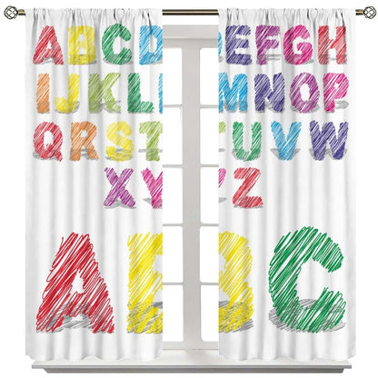 SENRUEGT ABC Alphabet Kids Bedroom Curtains, 42x45 inch