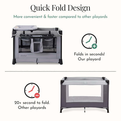 Evolur Cozy Cove All-in-One Portable Playard with Bassinet & Changing Table – Quick-Fold Travel Playard with Breathable (photo 4)