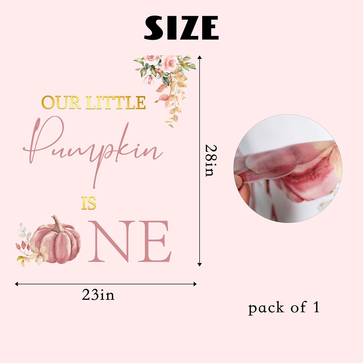 Vgaruint Our Little Pumpkin Is One Decal | Floral Halloween First Birthday Wall Decoration
